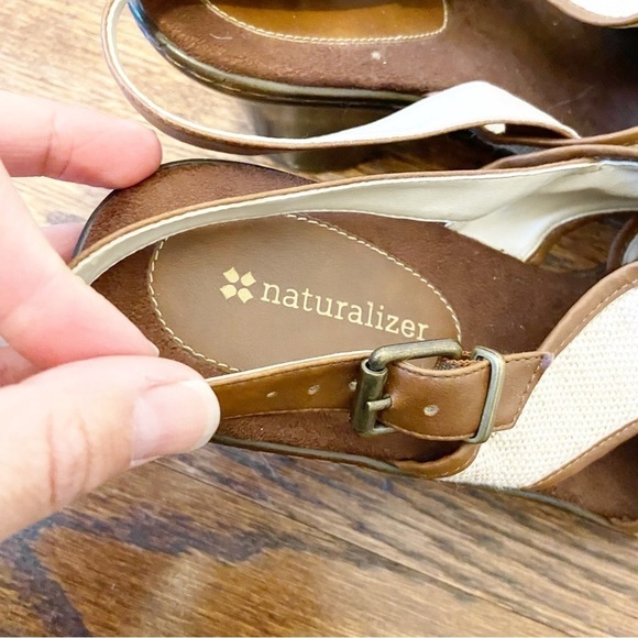 Naturalizer | Women’s 2 Toned Canvas Plea Wedge Open Toe Slingback Sandal 9.5 - Picture 8 of 9